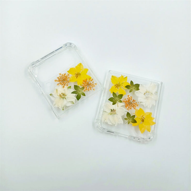 White Yellow Delphinium Lace Flowers | Bumper Case | Z Flip 3, Z Flip 4, Z Fold 3, Z Fold 4