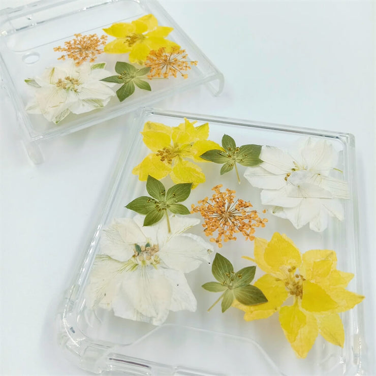 White Yellow Delphinium Lace Flowers | Bumper Case | Z Flip 3, Z Flip 4, Z Fold 3, Z Fold 4