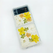 White Yellow Delphinium Lace Flowers | Bumper Case | Z Flip 3, Z Flip 4, Z Fold 3, Z Fold 4