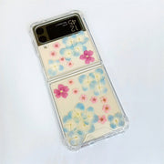 Blue Pink Flowers | Bumper Case | Z Flip 3, Z Flip 4, Z Fold 3, Z Fold 4