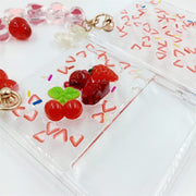 Strawberry Pattern Short Lanyard | Clear Case | Z Flip 3, Z Flip 4, Z Fold 3, Z Fold 4