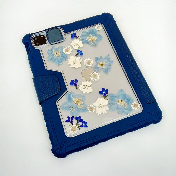 Spread Out Blue & White Delphinium Tablet Case | Bumper Leather Case | Camera Protection Case