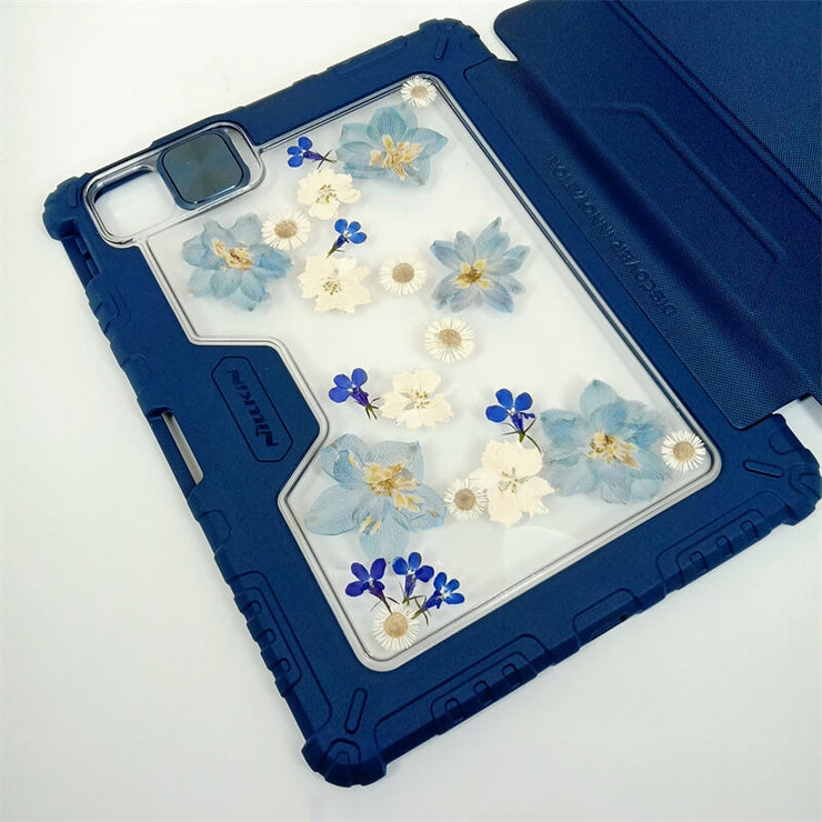 Spread Out Blue & White Delphinium Tablet Case | Bumper Leather Case | Camera Protection Case