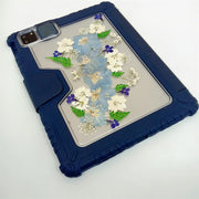 Blue & White Delphinium Tablet Case | Bumper Leather Case | Camera Protection Case