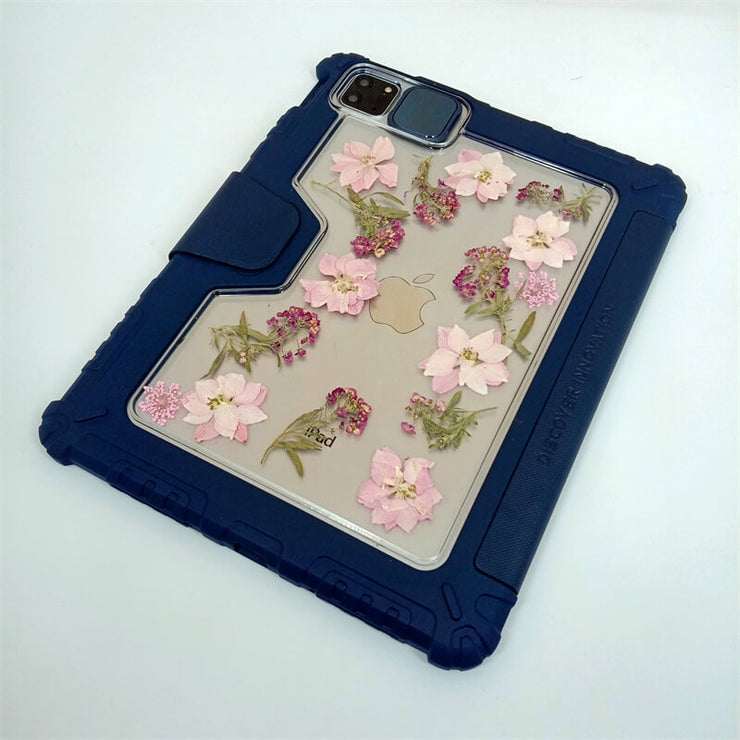 Pink Delphinium Tablet Case | Bumper Leather Case | Camera Protection Case