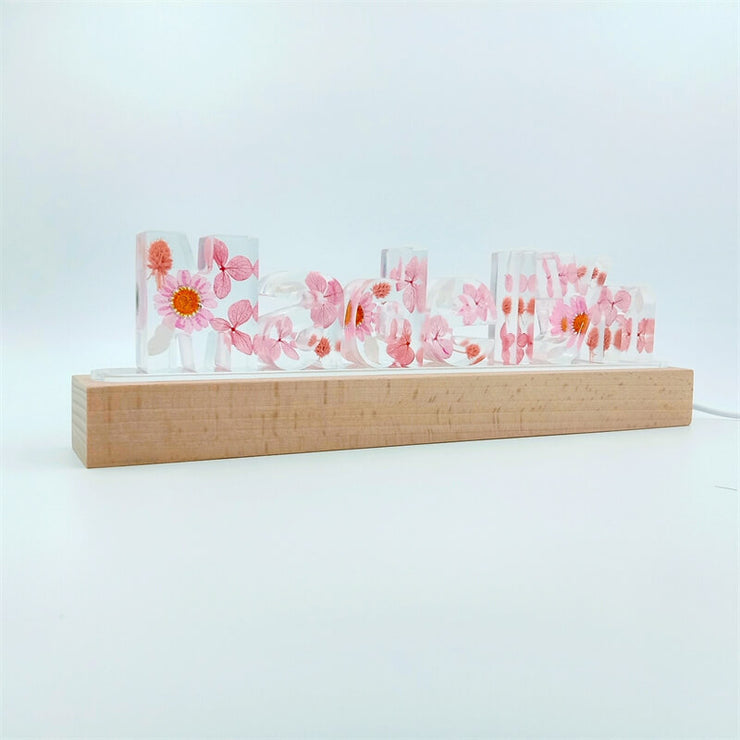 Pink Hydrangea | Eternal Flower Night Light | Wooden Base