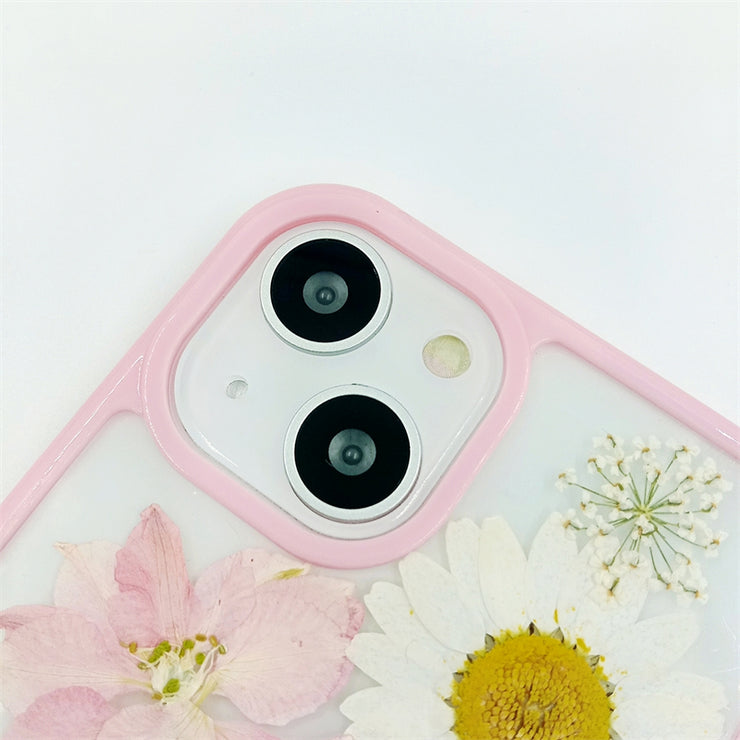 White Daisies Pink Delphinium | with Lanyard | with Magsafe | Colorful Border Case