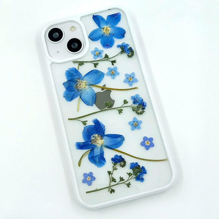 Blue Myosotis & Delphinium | with Lanyard | with Magsafe | Colorful Border Case