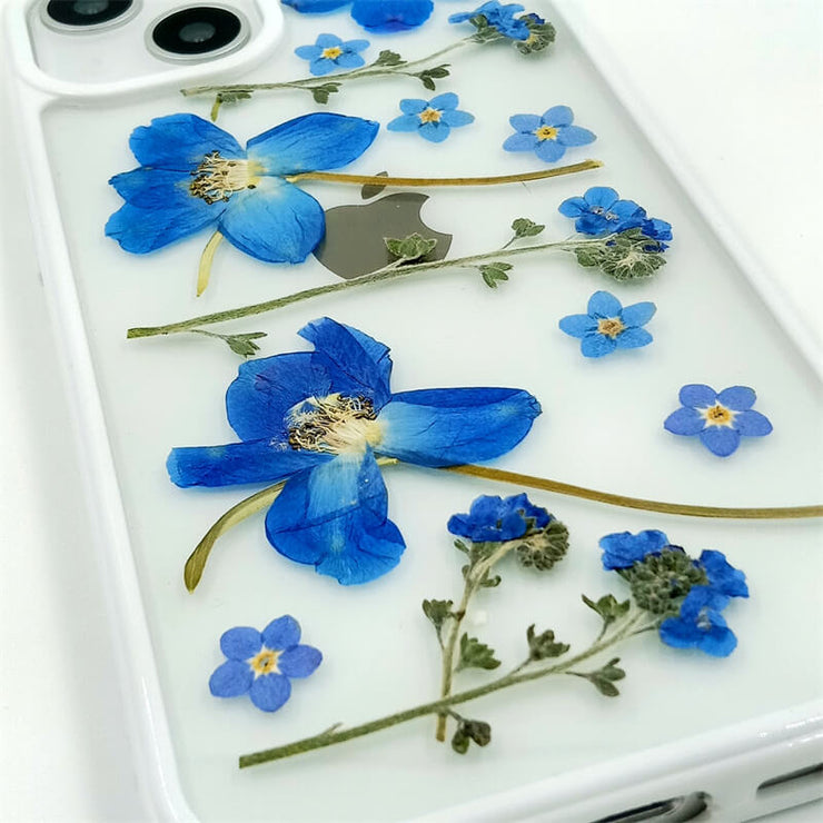 Blue Myosotis & Delphinium | with Lanyard | with Magsafe | Colorful Border Case