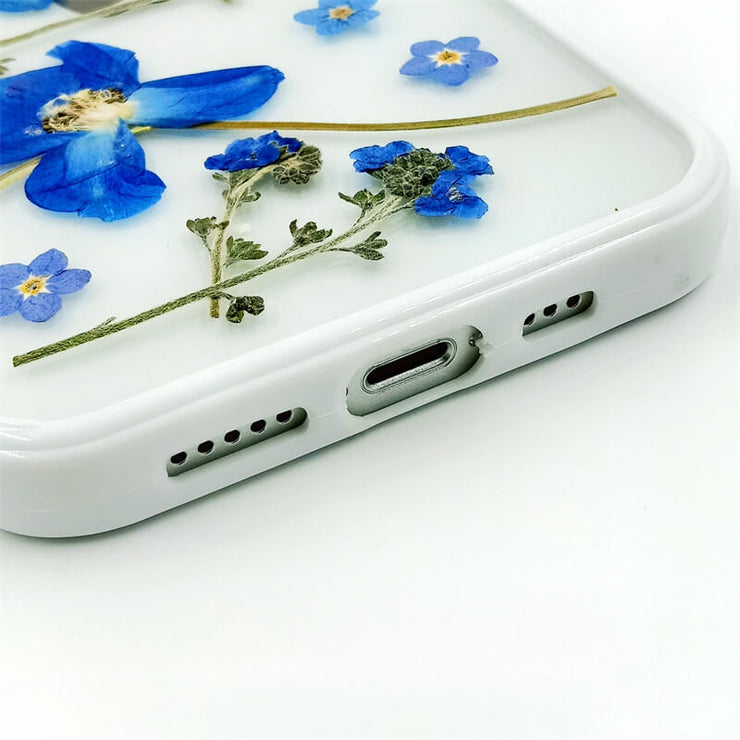 Blue Myosotis & Delphinium | with Lanyard | with Magsafe | Colorful Border Case