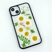 White Daisies Green Leaves | with Lanyard | with Magsafe | Colorful Border Case