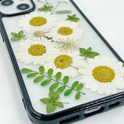 White Daisies Green Leaves | with Lanyard | with Magsafe | Colorful Border Case