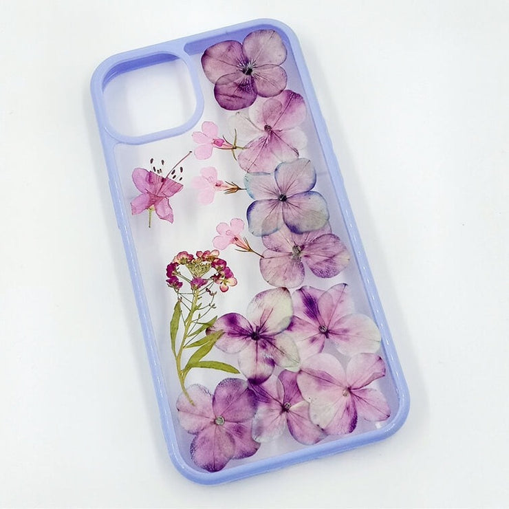 Purple Spiraea & Hydrangea | with Lanyard | with Magsafe | Colorful Border Case