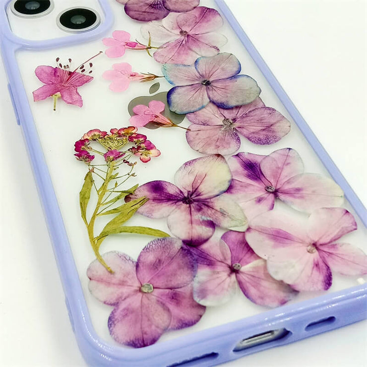 Purple Spiraea & Hydrangea | with Lanyard | with Magsafe | Colorful Border Case