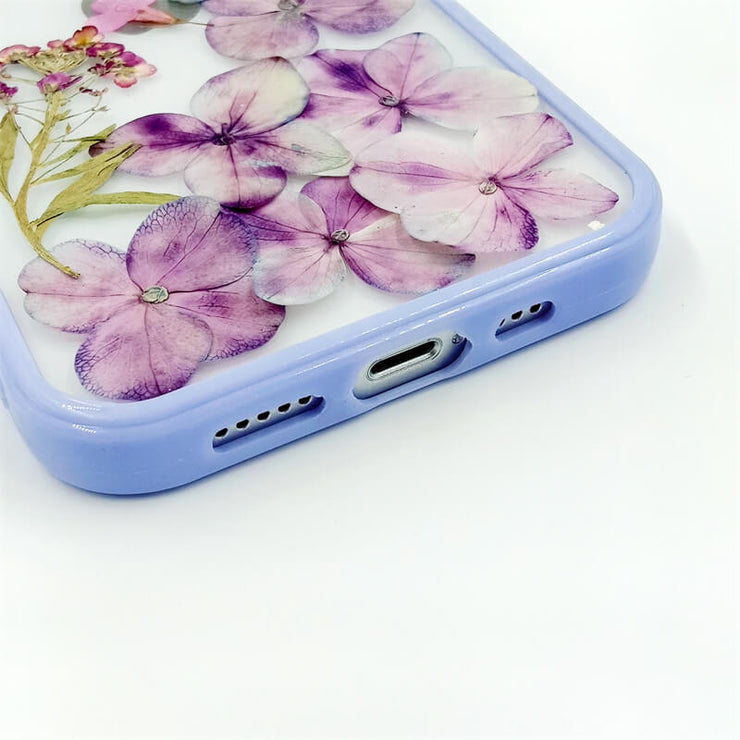 Purple Spiraea & Hydrangea | with Lanyard | with Magsafe | Colorful Border Case