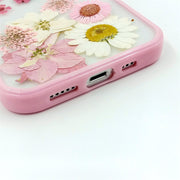 Pink Delphinium White Daisies | with Lanyard | with Magsafe | Colorful Border Case