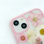 Pink Delphinium White Daisies | with Lanyard | with Magsafe | Colorful Border Case