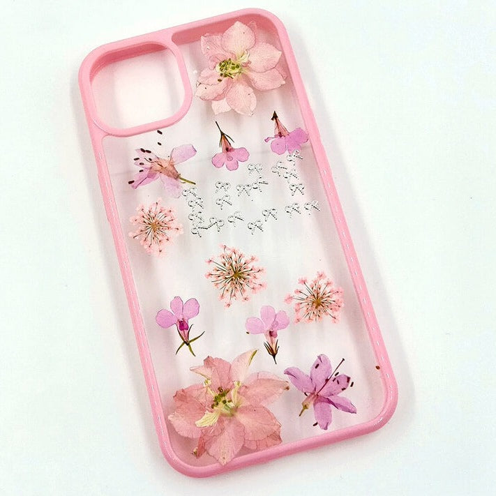 Pink Lobelia Erinus & Delphinium | with Lanyard | with Magsafe | Colorful Border Case