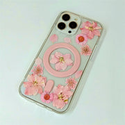 Pink Delphinium Lace Flower | with Built-in Magnets | MagSafe | with Camera Lens Protection