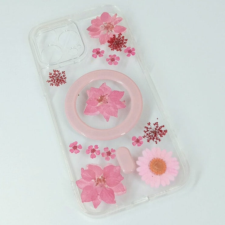 Pink Daisy Delphinium | with Built-in Magnets | MagSafe | with Camera Lens Protection