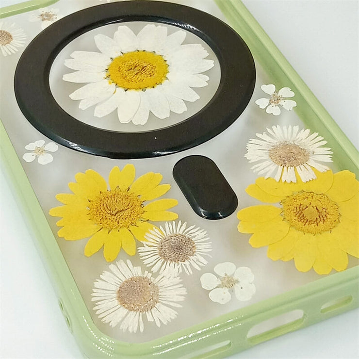 White Yellow Daisies | with Lanyard | with Magsafe | Colorful Border Case