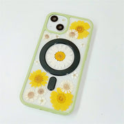 White Yellow Daisies | with Lanyard | with Magsafe | Colorful Border Case