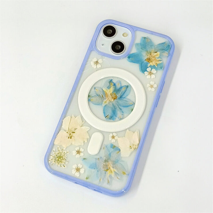 Blue White Delphinium | with Lanyard | with Magsafe | Colorful Border Case