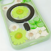 Green Daisies Hydrangea Delphinium | with Lanyard | with Magsafe | Colorful Border Case