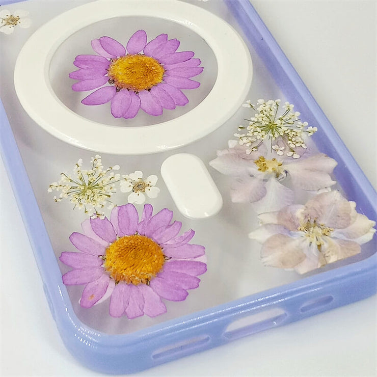 Purple Daisies Delphinium | with Lanyard | with Magsafe | Colorful Border Case