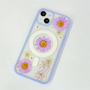 Purple Daisies Delphinium | with Lanyard | with Magsafe | Colorful Border Case