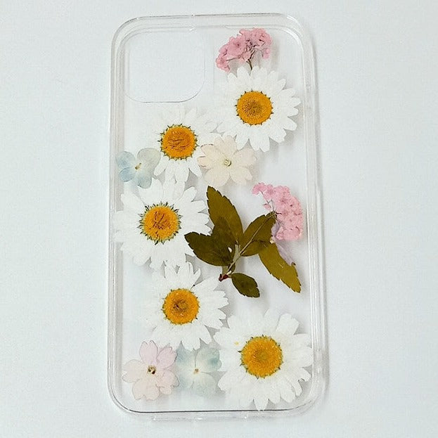 White Daisies Blue Hydrangea | Clear, Bumper, Border Phone Case | Apple Samsung Google