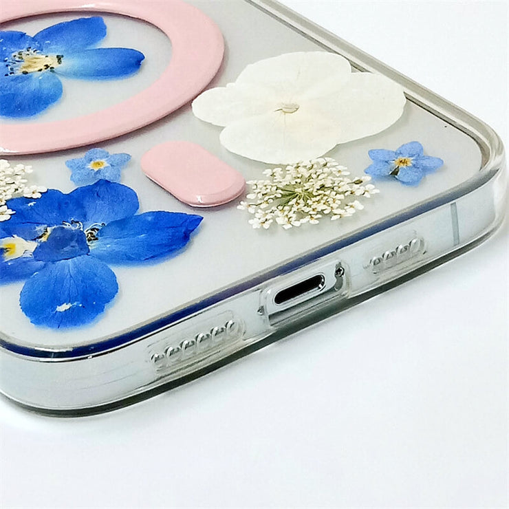 Blue Flower White Hydrangea | with Built-in Magnets | MagSafe | with Camera Lens Protection