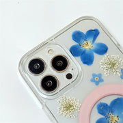 Blue Flower White Hydrangea | with Built-in Magnets | MagSafe | with Camera Lens Protection