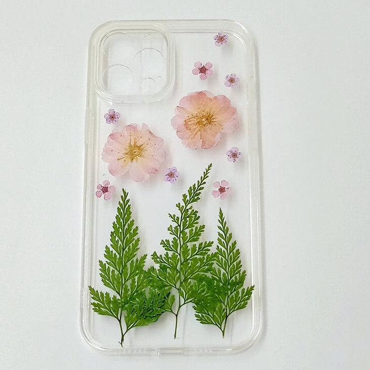 Pink Flower Green Leaf | with Built-in Magnets | MagSafe | with Camera Lens Protection