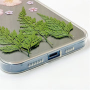 Pink Flower Green Leaf | with Built-in Magnets | MagSafe | with Camera Lens Protection