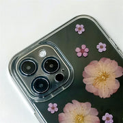 Pink Flower Green Leaf | with Built-in Magnets | MagSafe | with Camera Lens Protection