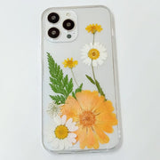 Orange Calendula Green Leaf | Clear, Bumper, Border Phone Case | Apple Samsung Google