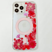 Red Hydrangea Delphinium | with Built-in Magnets | MagSafe | with Camera Lens Protection