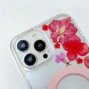 Red Hydrangea Delphinium | with Built-in Magnets | MagSafe | with Camera Lens Protection