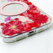 Red Hydrangea Delphinium | with Built-in Magnets | MagSafe | with Camera Lens Protection