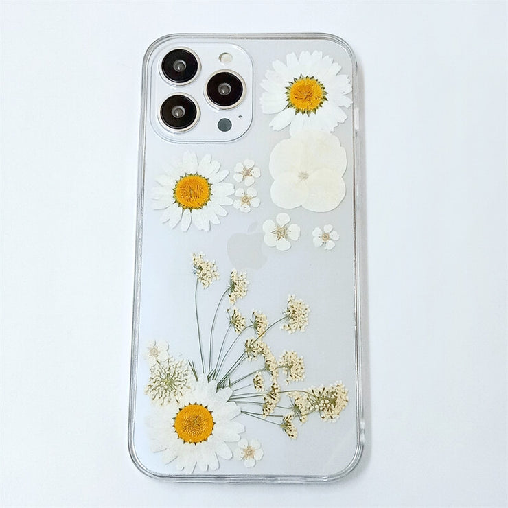 White Daisy Hydrangea | Clear, Bumper, Border Phone Case | Apple Samsung Google