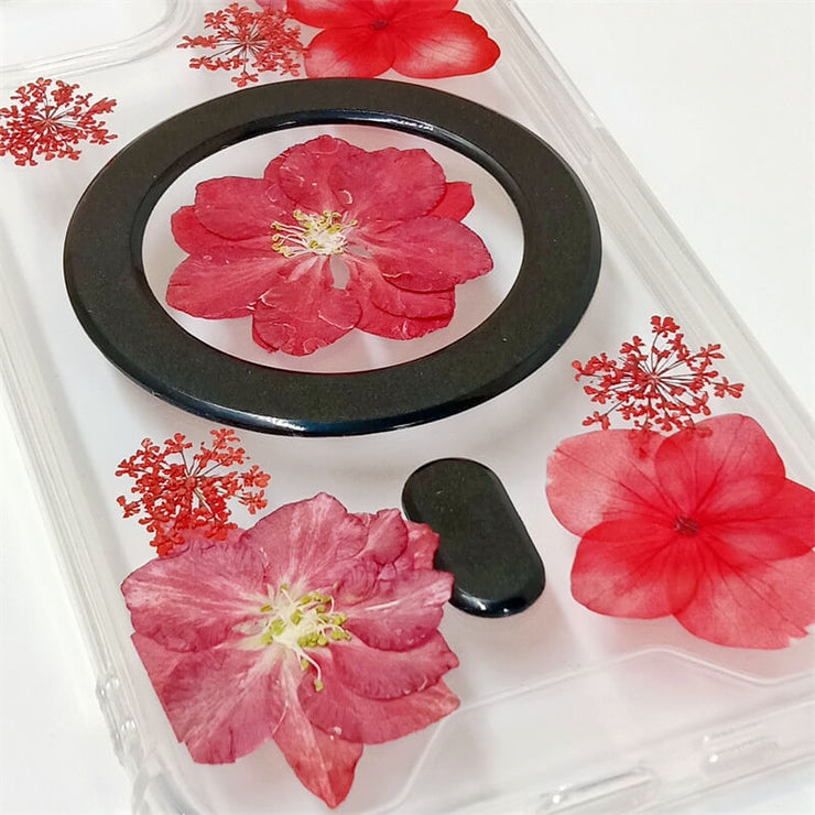 Red Delphinium & Hydrangea | Bumper Case | with Built-in Magnets | MagSafe