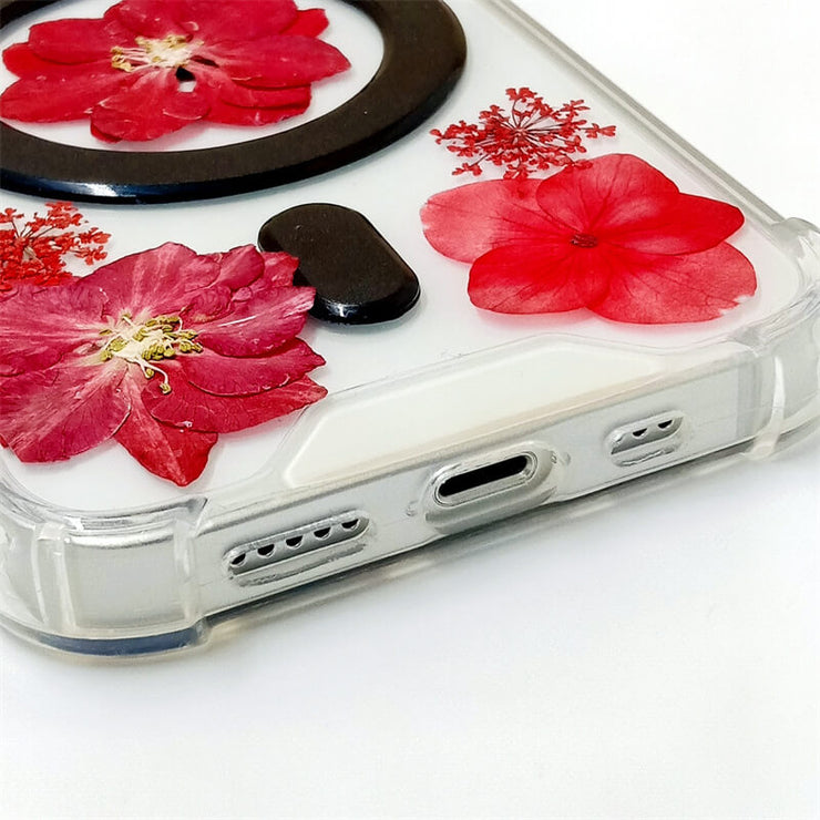 Red Delphinium & Hydrangea | Bumper Case | with Built-in Magnets | MagSafe