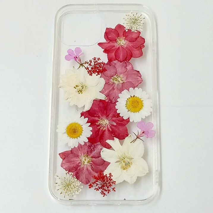 Red & White Delphinium | Clear, Bumper, Border Phone Case | Apple Samsung Google