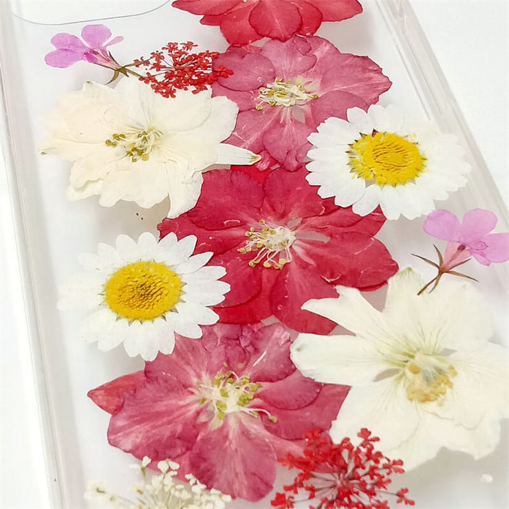 Red & White Delphinium | Clear, Bumper, Border Phone Case | Apple Samsung Google