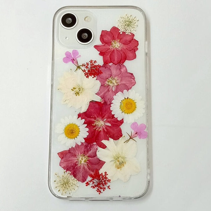 Red & White Delphinium | Clear, Bumper, Border Phone Case | Apple Samsung Google