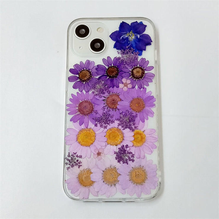 Gradient Purple Daisies | Clear, Bumper, Border Phone Case | Apple Samsung Google