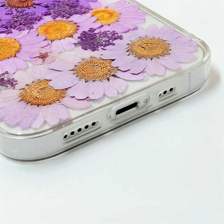 Gradient Purple Daisies | Clear, Bumper, Border Phone Case | Apple Samsung Google