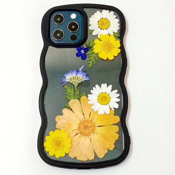 Yellow Cosmos White Daisy | Waves Case | Bumper Border Case | iPhone 12/13/14 Phone Case