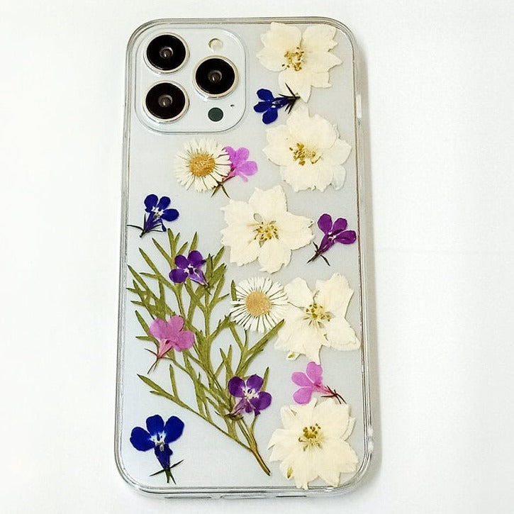 White Delphinium | Clear, Bumper, Border Phone Case | Apple Samsung Google